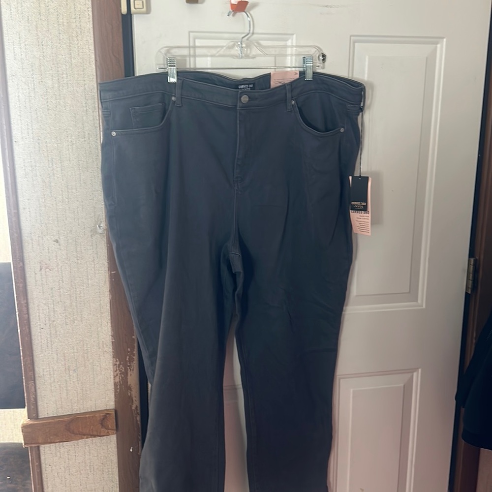 CURVES 360 BY NYDJ PLUS SIZE SLIM STRAIGHT ANKLE JEAN: GRAY: NWT: SZ 26